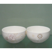 Haonai gift boxed bone china bowl with spoon 5" white bowl with customized design